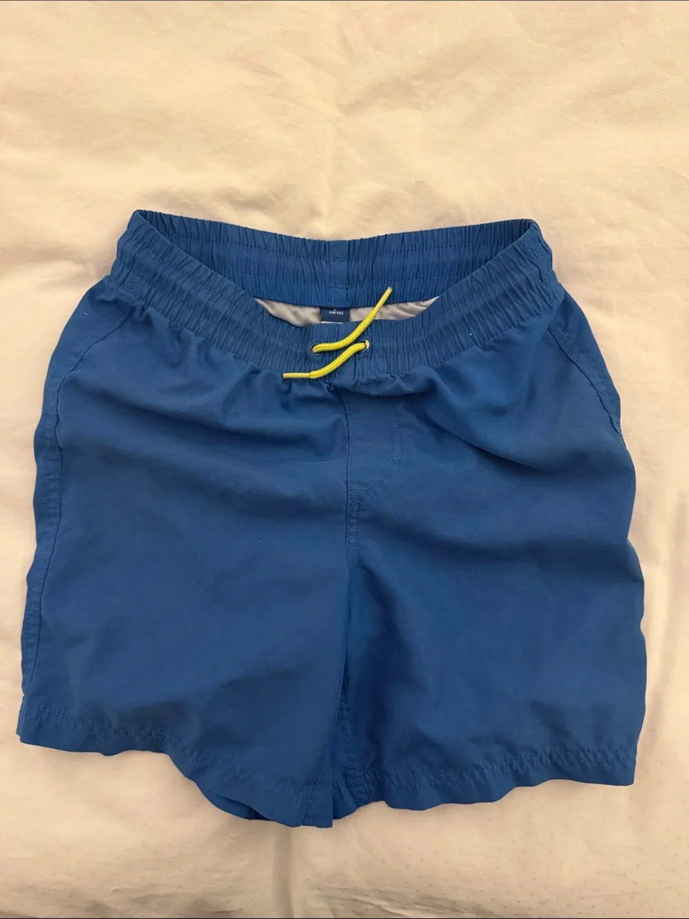 Old Navy Blue Kids Swim Trunks with Yellow Drawstring